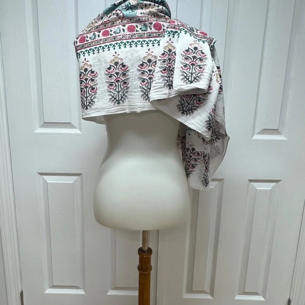 Indian‎ Hand Block Printed Cotton Scarf Or Sarong - 75